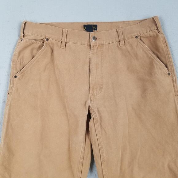 Stanley Pants Mens 36x32 Tan Duck Canvas Carpenter Utility Workwear Heavy Duty - Picture 2 of 16